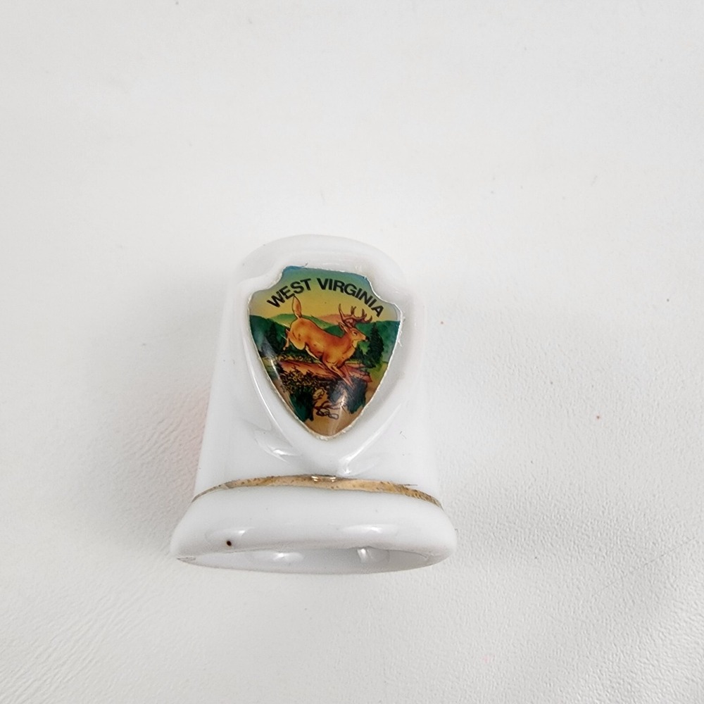 Porcelain Thimble, Collectible, West Viginia